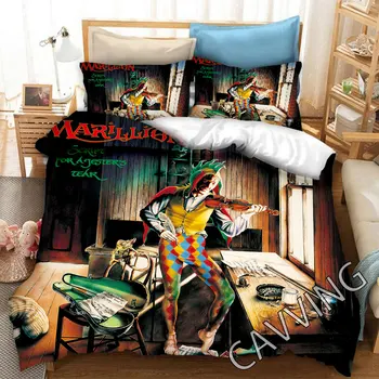 Комплект постельного белья с 3D принтом MARILLION Rock, пододеяльники и наволочки, стеганое одеяло (размеры США / ЕС /AU)   L01 17
