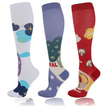 Компрессионные носки, Герметичные носки на тонких ножках, Носки для телят из серии фруктов и овощей, эластичные спортивные носки средней длины, медсестра 14