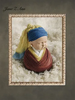 Косплей девушка с жемчужными серьгами комплект костюм платок шляпа 100 дней 1-2 года реквизит для фотосъемки новорожденных творческая тема 19