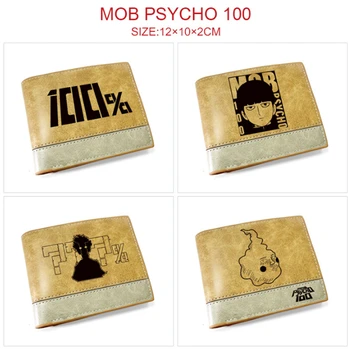 Кошелек с логотипом аниме Mob Psycho 100 для мальчиков и девочек, Кошелек для денежных карт, Новый Короткий кошелек двойного сложения 5