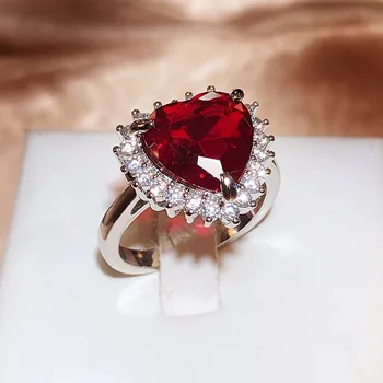 Красные кольца в форме сердца для женщин, ювелирные изделия из кубического циркония, Регулируемые кольца для женщин, модные женские свадебные украшения, аксессуары 7