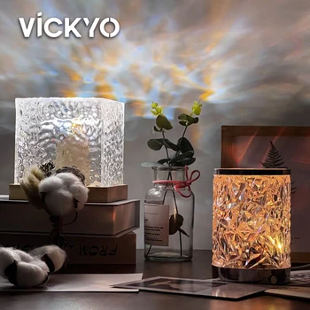 Креативная прикроватная настольная лампа VICKYO, стеклянные светодиодные настольные лампы, сенсорный выключатель с RC-INS, ночные светильники для гостиной, спальни, домашнего декора. 4
