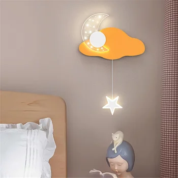 Креативный Настенный светильник Moon Star Sun для детской Спальни Ресторана Коридора Детской Минимализм Домашний Декор Ночник Детский Светильник 2