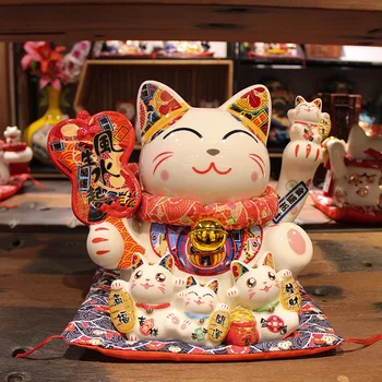Креативный подарок на открытие магазина керамических украшений Lucky Cat серии Lucky Cat для гостиной, банк монет Fortune Cat 19
