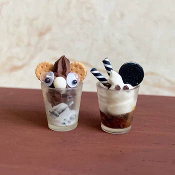 Кукольный домик в миниатюре 1:12, еда, шоколадное печенье, чашка для мороженого, модель для миниатюрных игрушек blyth Barbies, кукольный домик 17