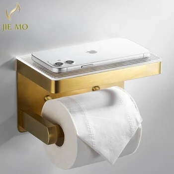 Легкая роскошная стойка для рулонной бумаги из матового золота, полка для хранения туалетных салфеток, настенная стойка для туалетной бумаги 10
