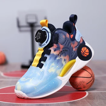 Летняя детская баскетбольная обувь 2023 года, Модная спортивная обувь с поворотной кнопкой для мальчиков, кроссовки для бега для девочек, Обувь для баскетбольных тренировок 7