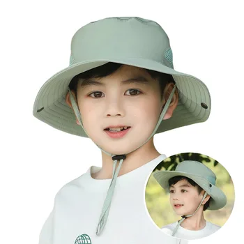 Летняя детская солнцезащитная шляпа для мальчиков и девочек, открытый ушной чехол для шеи, защитные от ультрафиолета дорожные шляпы, детские пляжные кепки-ведерки 2-8 лет 18