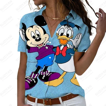 Летняя популярная рубашка с принтом Disney Kawaii в стиле харадзюку, простой модный повседневный темпераментный топ с принтом 6