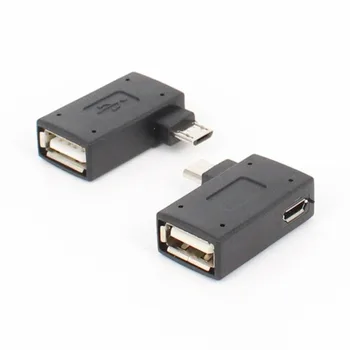 Микроадаптер USB 2.0 от женщины к мужчине Micro OTG Источник питания 2018 Порт 90 Градусов Влево 90 Вправо Угловые USB OTG Адаптеры 1