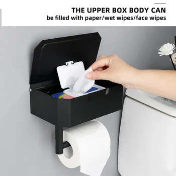 Многофункциональный держатель для туалетной бумаги, Водонепроницаемая настенная коробка для туалетных салфеток, Коробка для хранения рулонной бумаги, Аксессуары для ванной комнаты 3