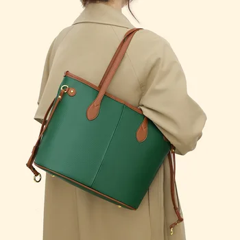 Модная повседневная Винтажная Большая сумка-тоут, трендовые Дизайнерские сумки для женщин из натуральной кожи, Корейская Женская сумка-шоппер через плечо подмышкой 2