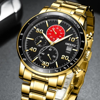 Модные брендовые мужские часы NIBOSI, кварцевые часы из нержавеющей стали, водонепроницаемые светящиеся спортивные часы для мужчин Relogio Masculino часы 5
