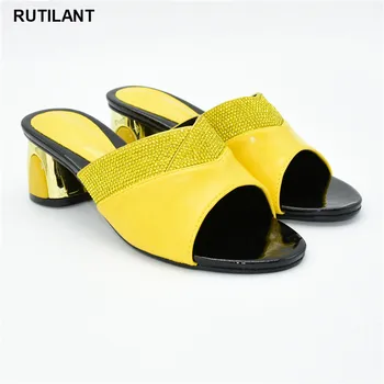 Модные женские туфли-лодочки 2020 года, Специальные поступления, Свадебные туфли желтого цвета, Нигерийская обувь, женская обувь, летние тапочки Хорошего качества 11