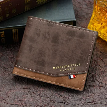 Модный мужской кошелек, сумка для денег, однотонный кожаный деловой короткий кошелек, известный винтажный Walltes, мультикарточный мягкий кошелек, сумка для монет 8