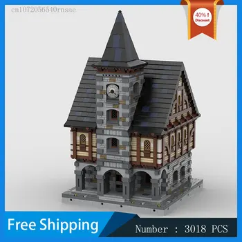 Модульная модель Средневекового дома, строительный блок MOC, игрушки для сборки кирпичей своими руками, Рождественские Подарки, Подарок на День рождения, серия Street View