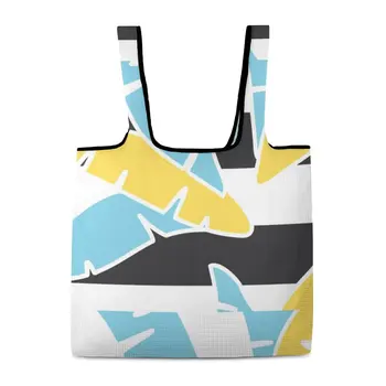 Моющиеся складные сумки для покупок, обычная ткань, большая вместительная складная сумка для организации продуктовых магазинов, пляжная сумка на плечо с индивидуальным рисунком 1