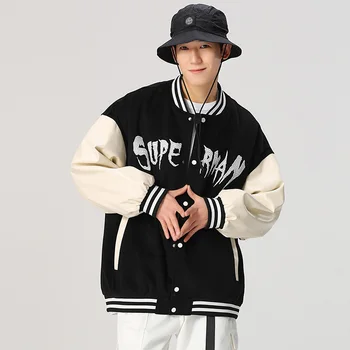 Мужская кожаная куртка, брендовая весенняя бейсбольная одежда, уличный стиль, модная винтажная куртка с вышивкой, повседневное пальто в стиле Харадзюку 10
