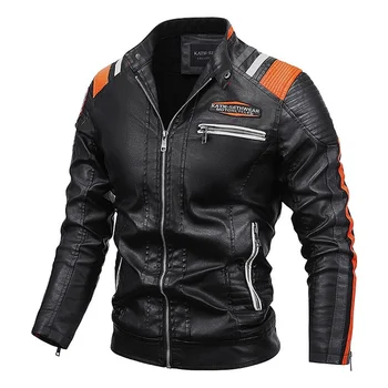 Мужская куртка для мотокросса в стиле панк, куртка из искусственной кожи, Мужская Модная Одежда, Осеннее пальто, Мужская Мотоциклетная куртка из искусственного 1