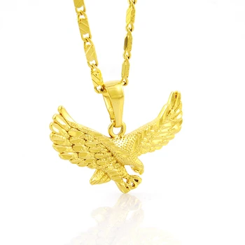 Мужская Мода Орел Кулон Покрытие 24 К Золотое Ожерелье Женская Пара 45 См 50 см 60 см Длинное Ожерелье 5