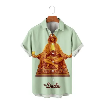 Мужская одежда The Dude Гавайская рубашка с 3D принтом, свободный топ, модная дышащая летняя повседневная рубашка с короткими рукавами 2