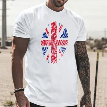 Мужская повседневная футболка с отпечатками пальцев с флагом Англии, блузка с круглым вырезом, футболка с коротким рукавом 9