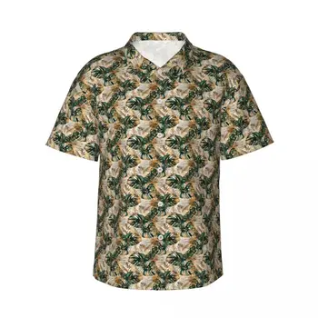 Мужская рубашка с короткими рукавами в стиле джунглей, повседневная пляжная одежда, индивидуальные топы 10