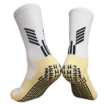 Мужские летние носки для бега, велоспорта, футбола, высококачественные мужские хлопковые и резиновые Носки, противоскользящие дышащие футбольные носки, 8 цветов 5