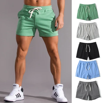Мужские летние шорты, повседневные хлопковые шорты, баскетбольные шорты большого размера, спортивные шорты для фитнеса, спортивные штаны для бега 2