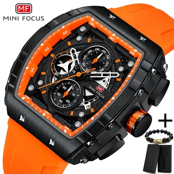 Мужские часы MINI FOCUS Tonneau с Большим Циферблатом, Роскошные Оригинальные Силиконовые Спортивные Военные Мужские Наручные Часы Relogio Masculino 2023 5