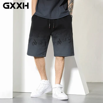 Мужские шорты GXXH размера плюс 4XL 5XL 6XL, летние повседневные свободные мужские шорты большого размера весом 140 кг, черные спортивные шорты с градиентной завязкой на шнурке 7