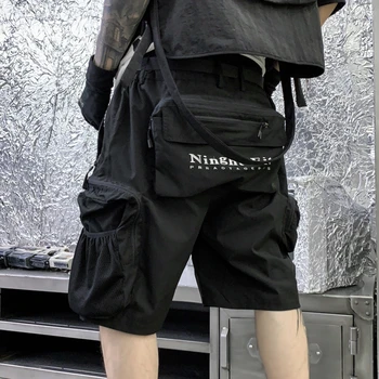 Мужские шорты в стиле хип-хоп в стиле панк, харадзюку, тактические короткие штаны для бега трусцой с множеством карманов, Бермуды Homme 12