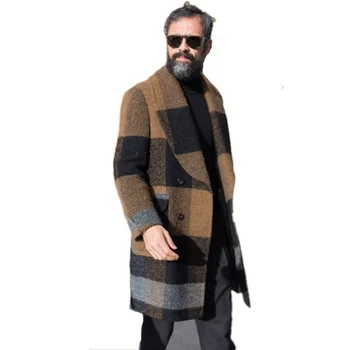 Мужское приталенное шерстяное пальто ZOGAA средней длины с лацканами и однобортным накладным карманом 4