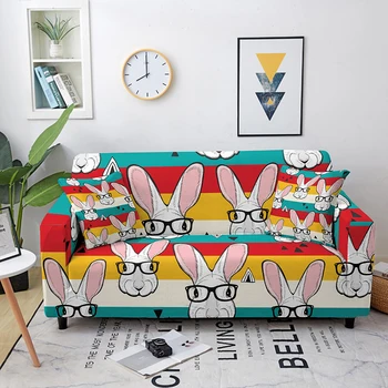 Мультяшный кролик Кролик Эластичные чехлы для диванов для гостиной, эластичные чехлы для секционных диванов, чехлы для угловых диванов, чехлы для фундаментных диванов 2