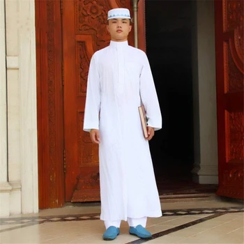 Мусульманские мужчины Исламская одежда Саудовская Аравия Джубба Тоб Арабский Дубай Путешествия Ислам Традиционная Одежда Мужские Макси Длинные халаты Одежда 8