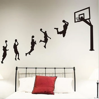 Наклейка для баскетболиста на стену Детская комната Виниловая наклейка на стену ручной работы Украшение детской комнаты для мальчиков спортивная наклейка G-109 3