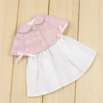 Наряды для куклы ICY DBS Blyth Белое платье с розовой мантией, костюм для АНИМЕ-девушки 1/6 BJD OB24