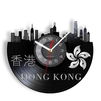 Настенные Часы Городского Пейзажа Гонконга Со Светодиодной Подсветкой Harbor CIty Chinese Redbud HK Skyline Лазерной Резки Longplay Wall Watch Artwork 6