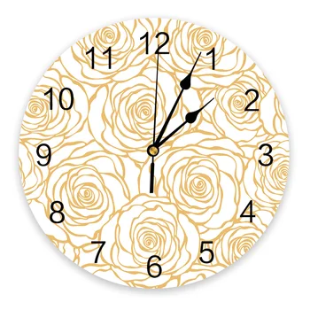 Настенные часы из розового золота с цветами Современный дизайн Украшение гостиной Кухни Бесшумные Часы Домашний декор 13