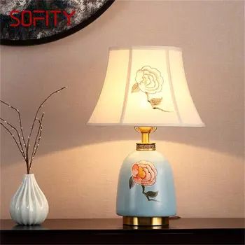 Настольные лампы SOFITY из латуни, керамический настольный светильник, подходящий для дома, гостиной, столовой, спальни, офиса, отеля