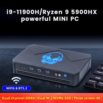 Настольный компьютер Topton Mini Gaming PC i9 11900H AMD Ryzen 9 5900HX Windows 11 Mini Gamer с двойным SSD-накопителем DDR4 NVMe 3x4 k UHD HTPC WiFi6 11