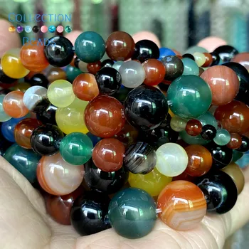 Натуральные разноцветные агаты, рассыпчатые круглые бусины для изготовления ювелирных изделий 4-10 мм, аксессуары для браслетов 