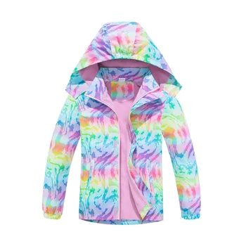 Новая весенне-осенняя детская одежда для маленьких девочек, ветрозащитная водонепроницаемая куртка, верхняя одежда в радужную полоску, Двухслойная флисовая подкладка 8