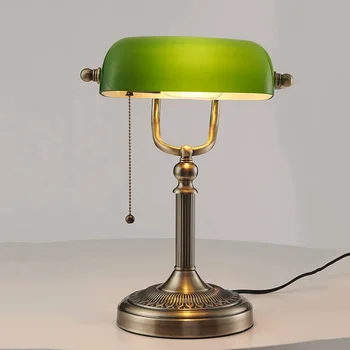 Новая двухполюсная настольная лампа из зеленого стекла Bankers с выключателем на молнии Гостиная Спальня Прикроватный диван Настольная лампа 12
