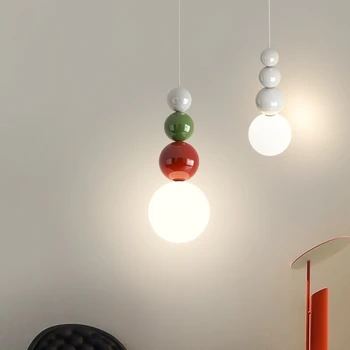 Новая прикроватная люстра для спальни, минималистичная креативная лампа ins для бара и ресторана, модель люстры для украшения комнаты в кремовом стиле 7