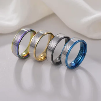Новое мужское кольцо из многоцветной нити 6 мм, не выцветающее, из титановой стали. 11