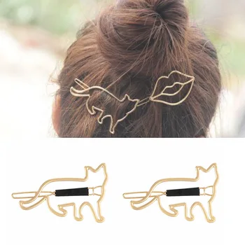 Новое поступление, милая кошачья заколка для волос, милое животное, полая кошачья заколка для волос, серебряные и золотые цвета для женских украшений для волос 2