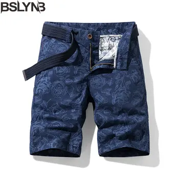 Новое поступление мужских хлопчатобумажных шорт с камуфляжным принтом для летних повседневных пляжных брюк-бермуд