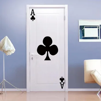 Новые креативные игральные карты Туз Треф Наклейка на дверь, стену, спальню, гостиную, домашний декор, настенные обои, самоклеящиеся художественные наклейки 7