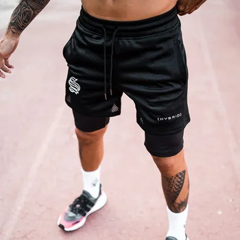 Новые спортивные мужские двухъярусные Спортивные мужские Спортивные штаны для бега 2 В 1 Мужские спортивные штаны для фитнеса YM Sort 12